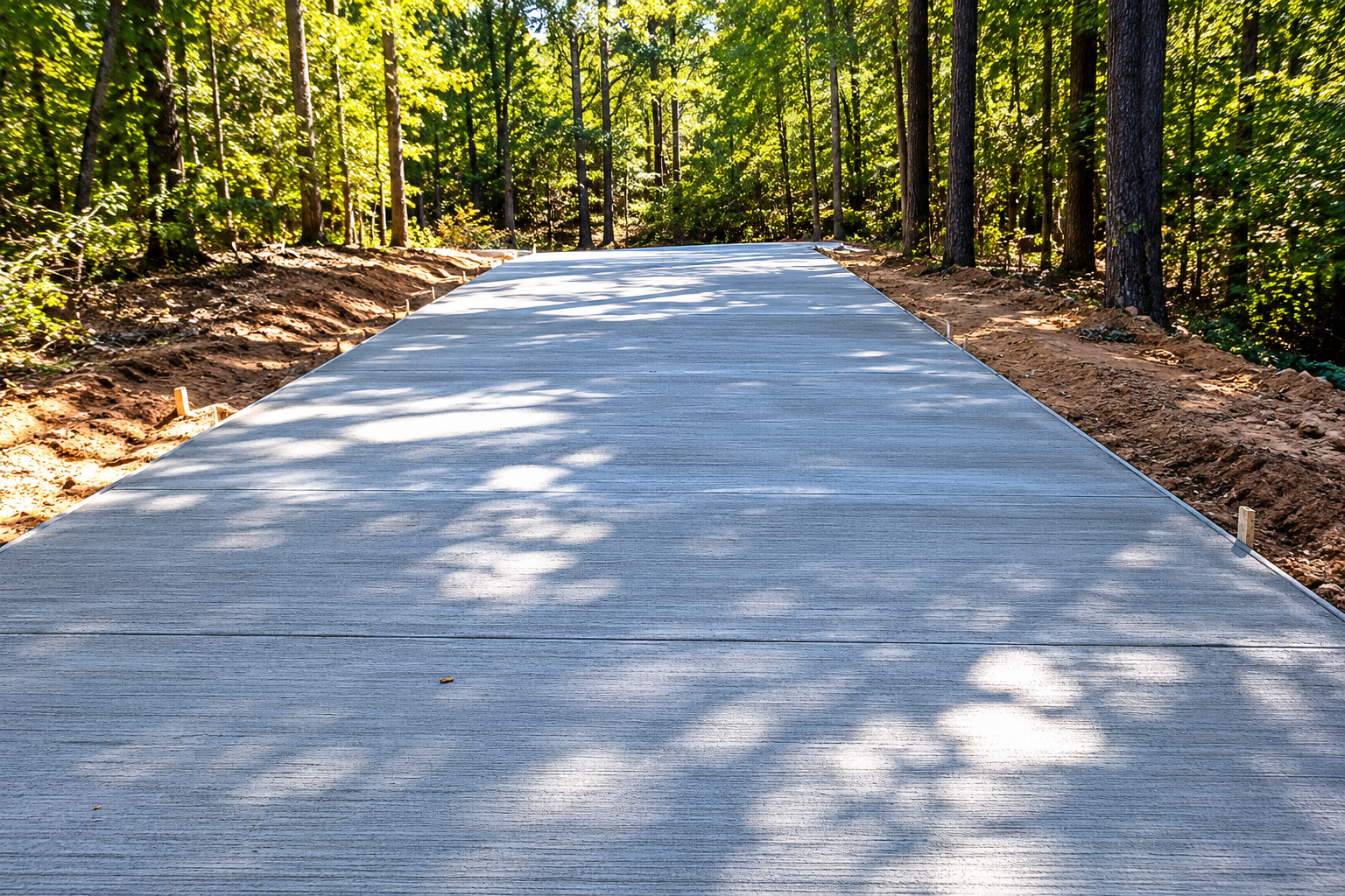 Completed concrete driveway installation by A & B Maintenance Solutions